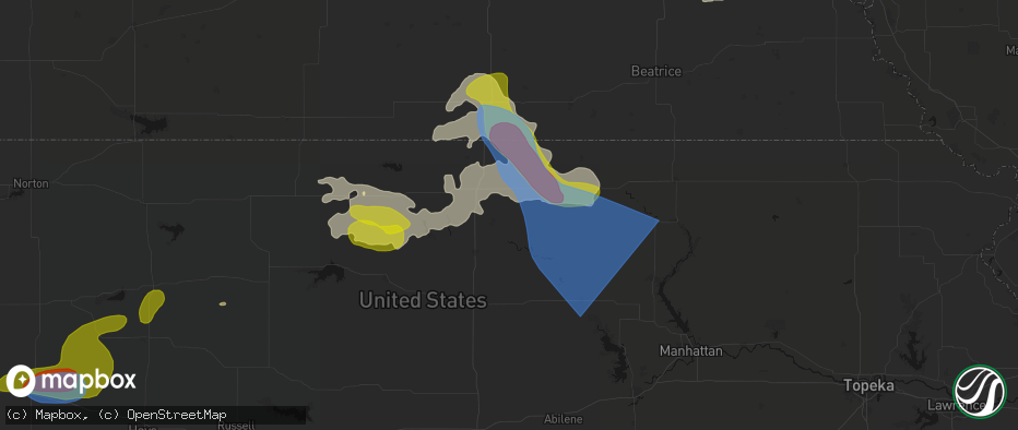 Hail map in Agenda, KS on July 3, 2026