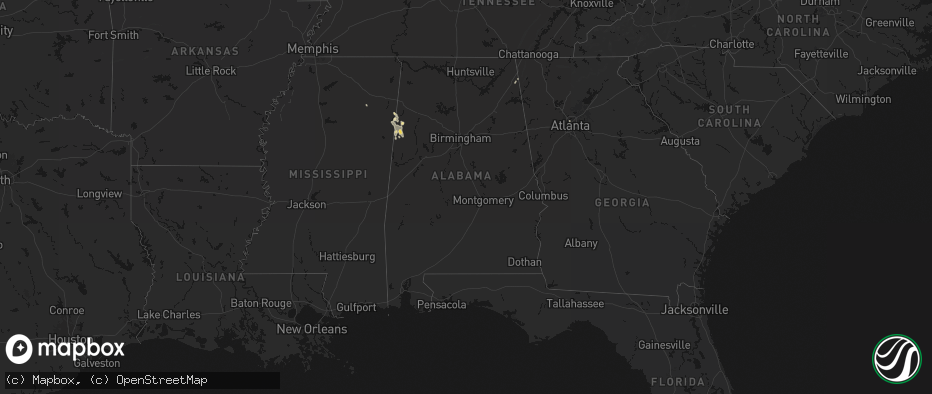 Hail map in Alabama on July 3, 2026