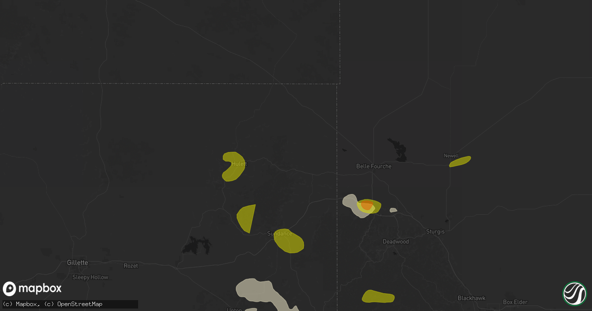 Hail map in Aladdin, WY on July 3, 2026