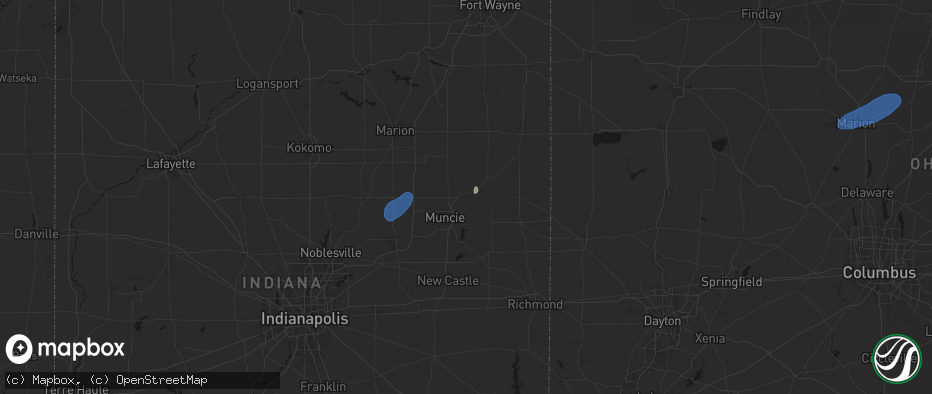 Hail map in Albany, IN on July 3, 2026