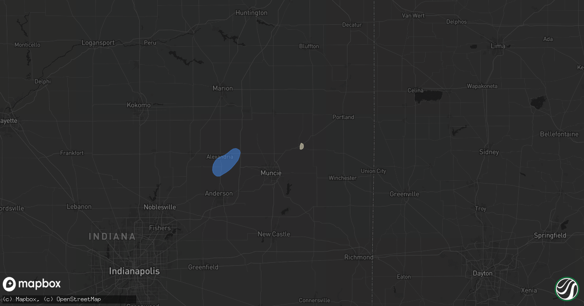 Hail map in Albany, IN on July 3, 2026