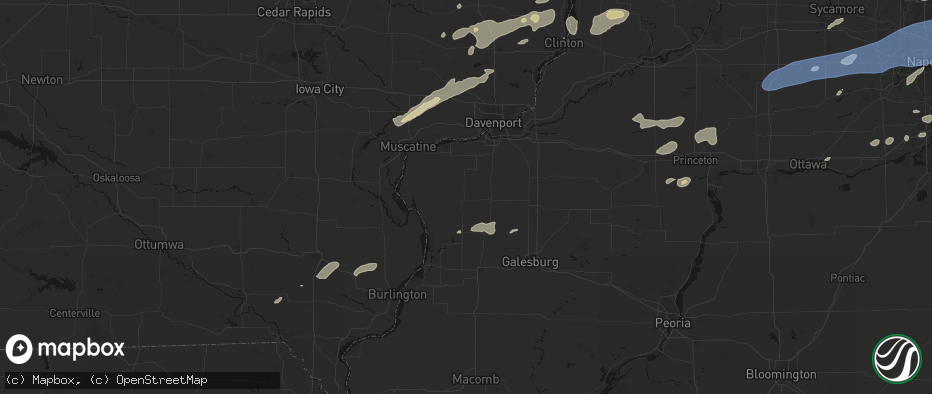 Hail map in Aledo, IL on July 3, 2026
