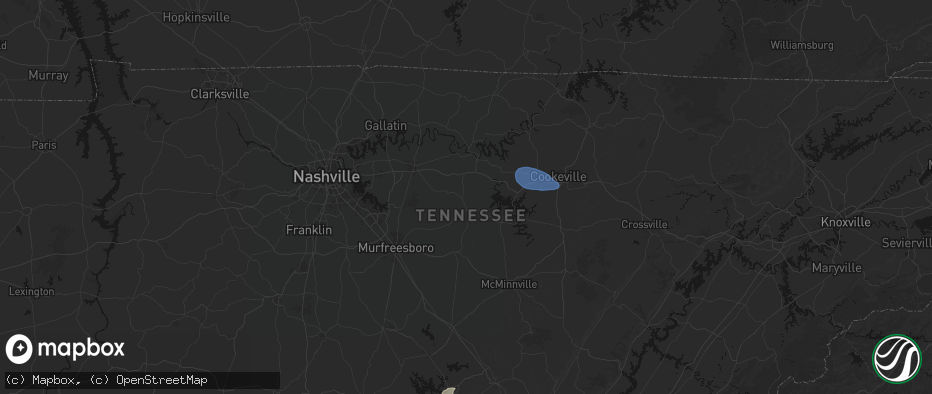 Hail map in Alexandria, TN on July 3, 2026