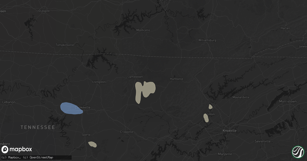 Hail map in Allardt, TN on July 3, 2026