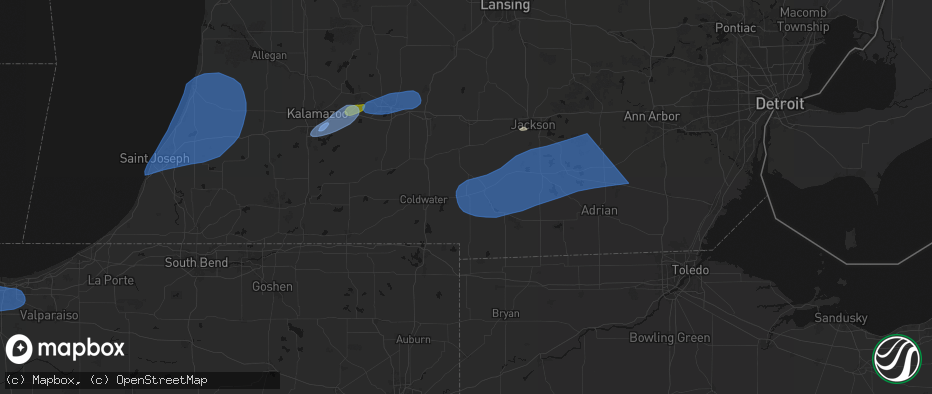 Hail map in Allen, MI on July 3, 2026
