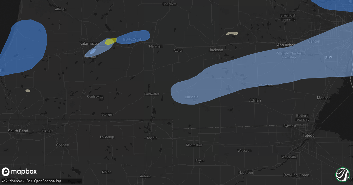 Hail map in Allen, MI on July 3, 2026