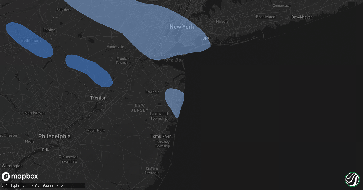 Hail map in Allenhurst, NJ on July 3, 2026