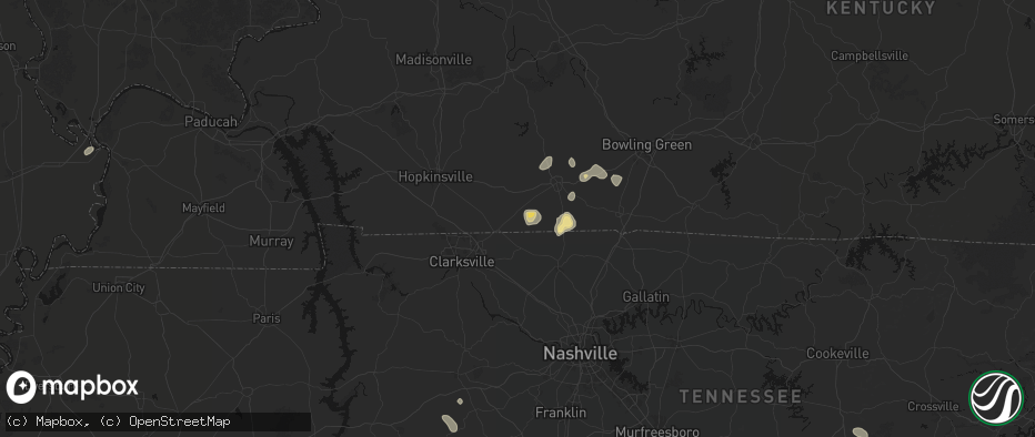 Hail map in Allensville, KY on July 3, 2026