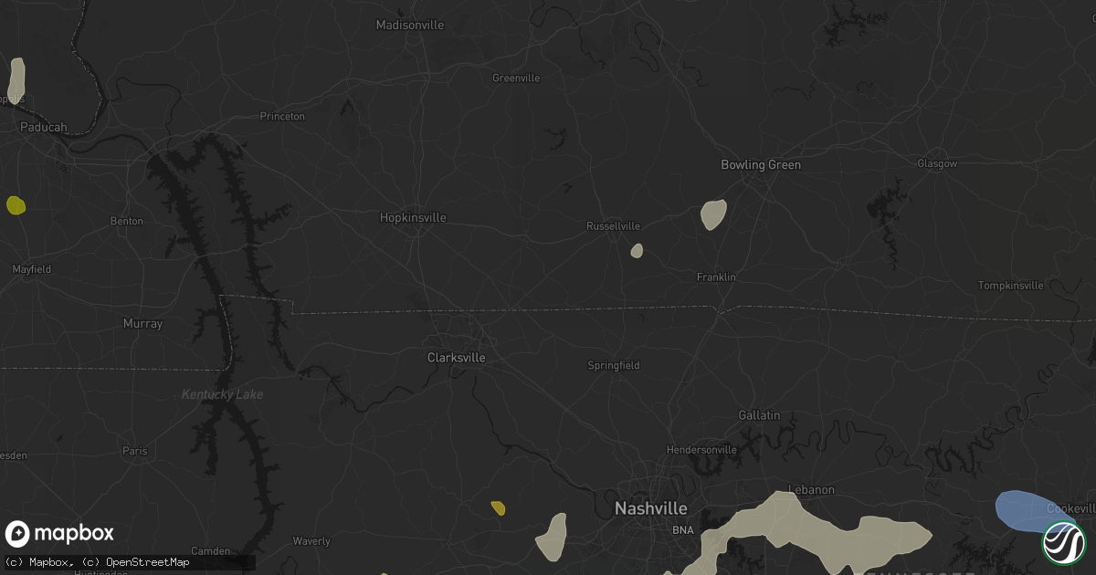 Hail map in Allensville, KY on July 3, 2026