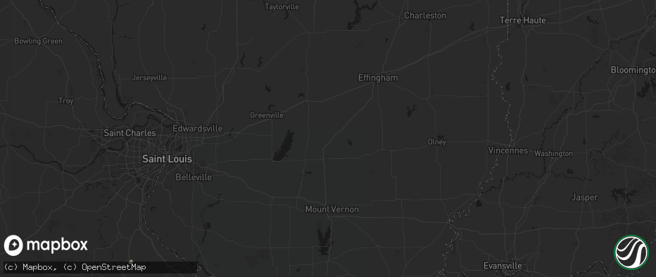 Hail map in Alma, IL on July 3, 2026