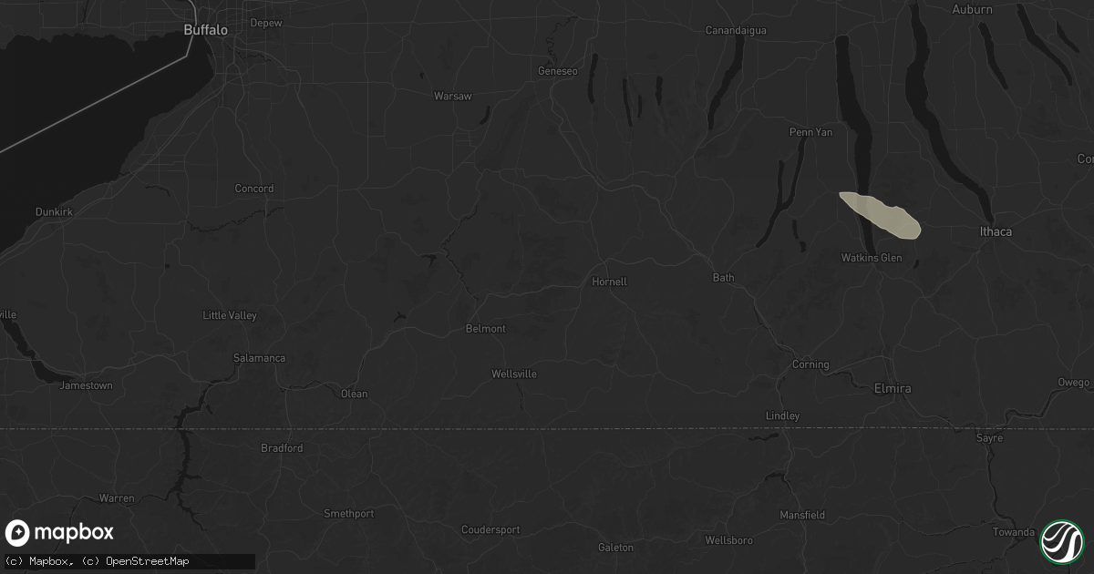 Hail map in Almond, NY on July 3, 2026