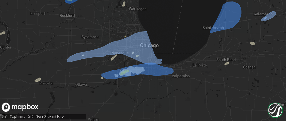 Hail map in Alsip, IL on July 3, 2026