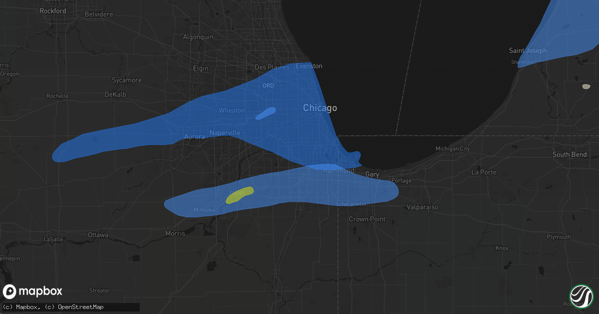 Hail map in Alsip, IL on July 3, 2026