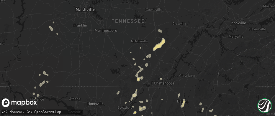 Hail map in Altamont, TN on July 3, 2026