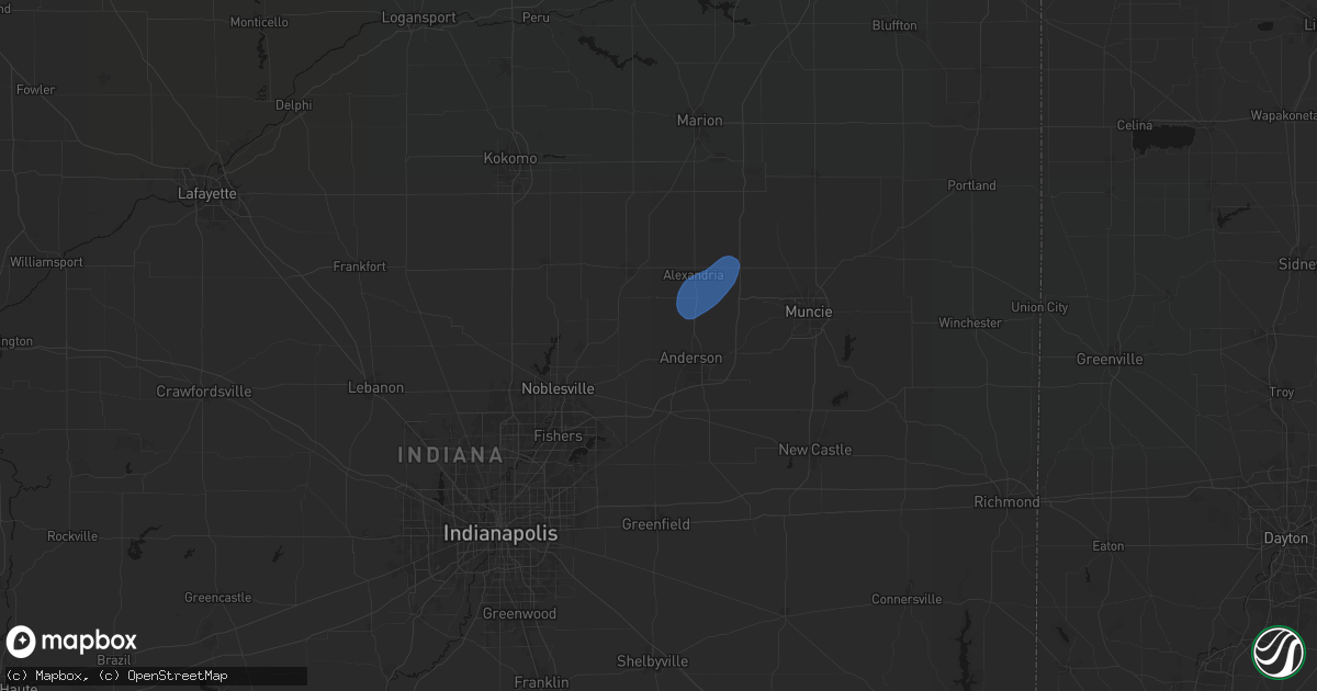 Hail map in Anderson, IN on July 3, 2026