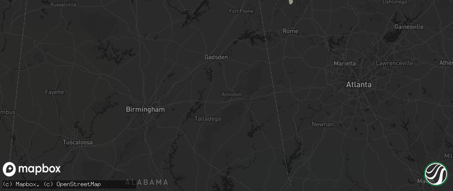 Hail map in Anniston, AL on July 3, 2026