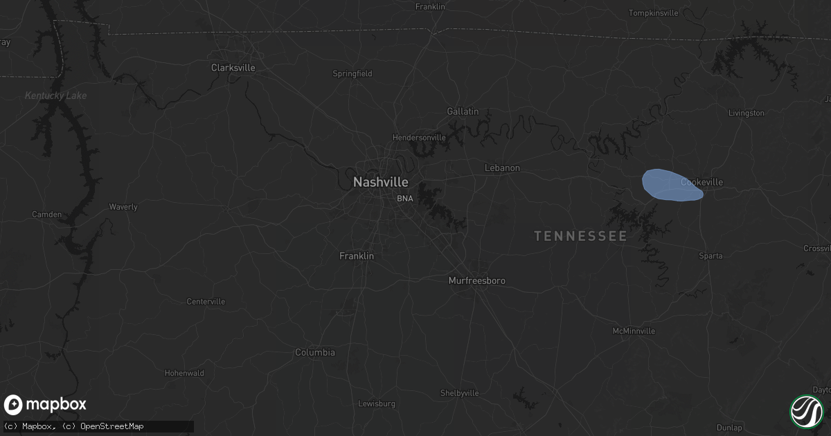 Hail map in Antioch, TN on July 3, 2026