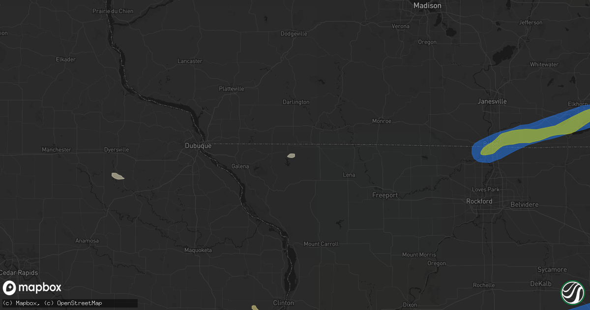 Hail map in Apple River, IL on July 3, 2026