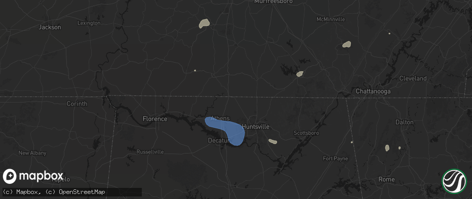 Hail map in Ardmore, AL on July 3, 2026