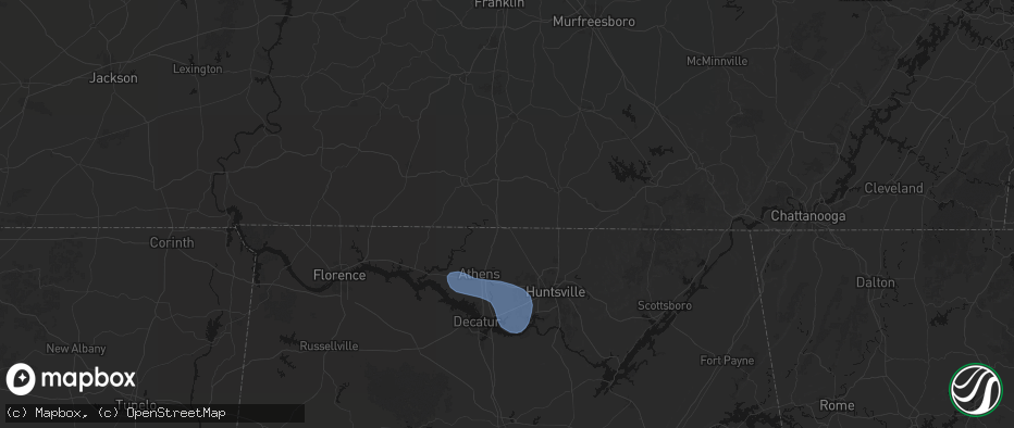 Hail map in Ardmore, TN on July 3, 2026