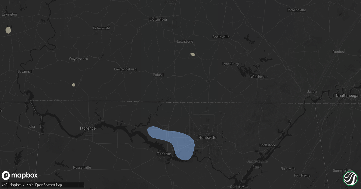 Hail map in Ardmore, TN on July 3, 2026