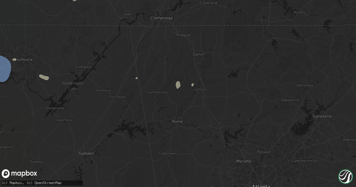 Hail map in Armuchee, GA on July 3, 2026