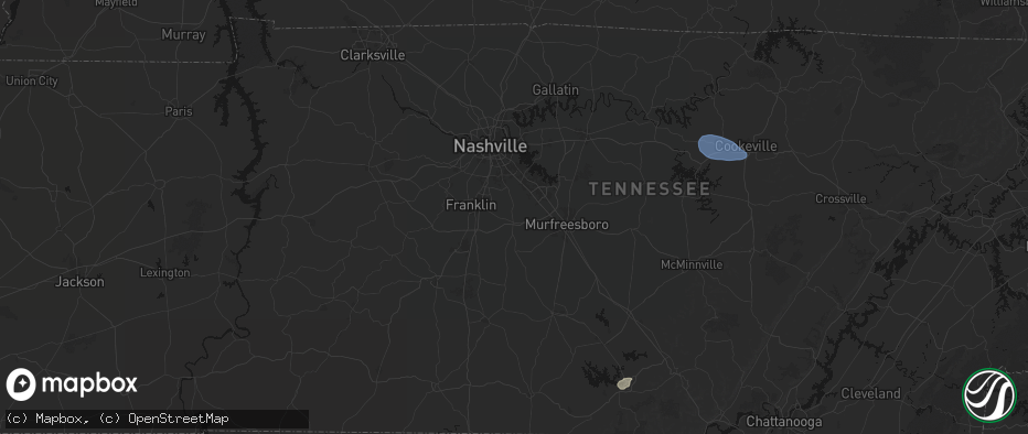 Hail map in Arrington, TN on July 3, 2026