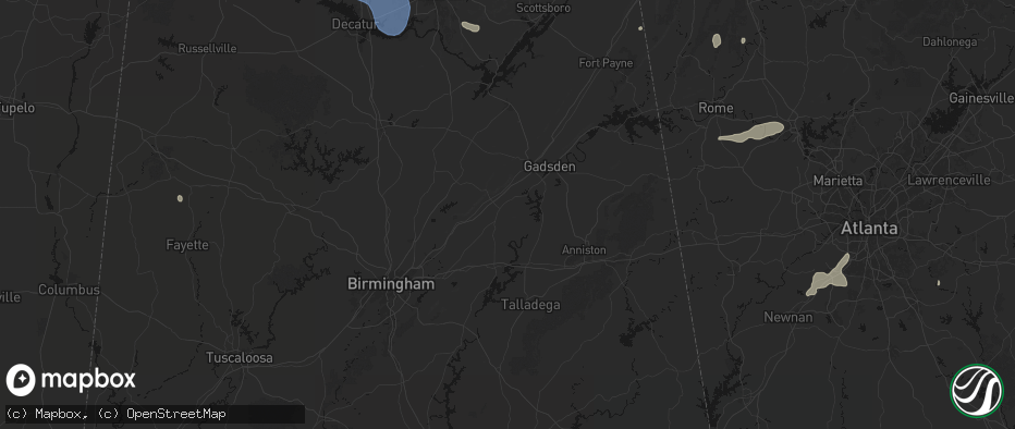 Hail map in Ashville, AL on July 3, 2026