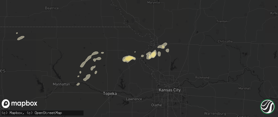 Hail map in Atchison, KS on July 3, 2026