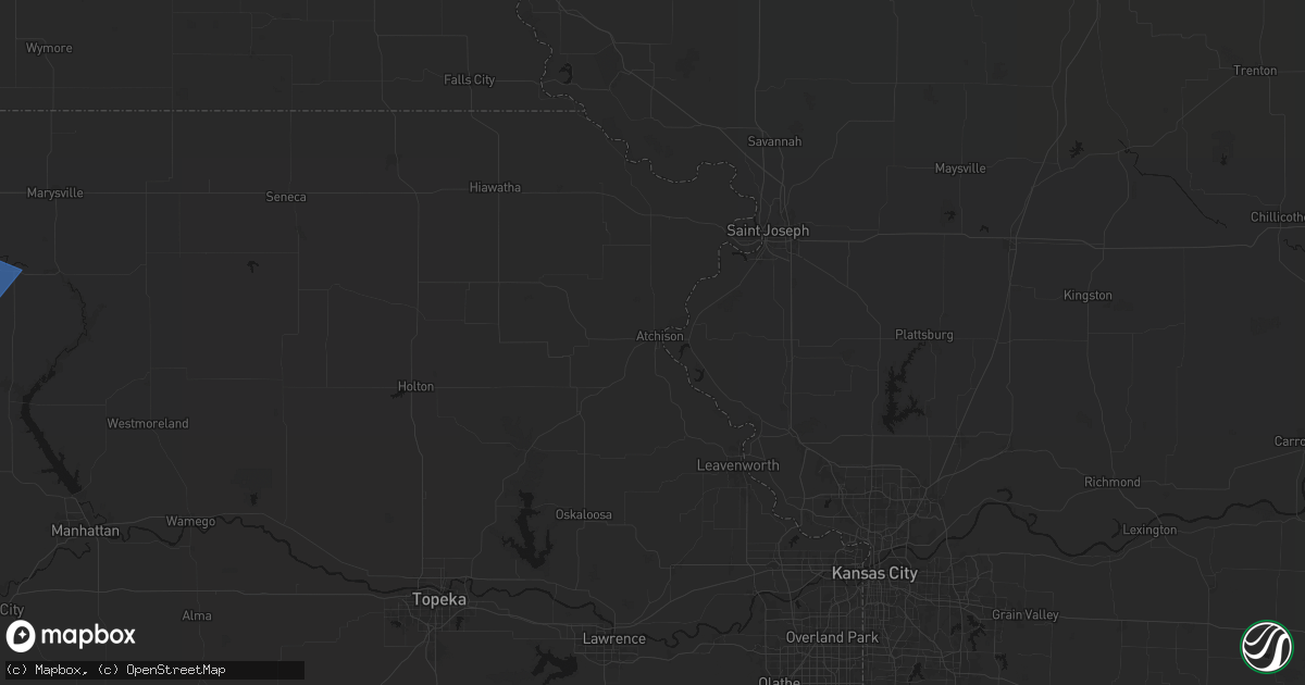 Hail map in Atchison, KS on July 3, 2026