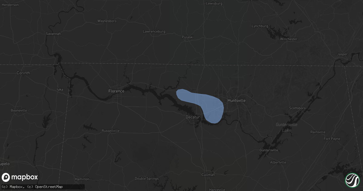 Hail map in Athens, AL on July 3, 2026