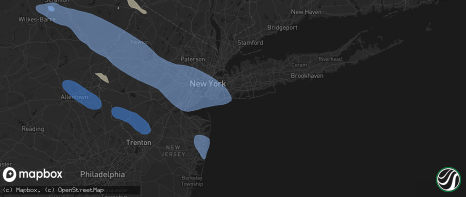 Hail map in Atlantic Beach, NY on July 3, 2026