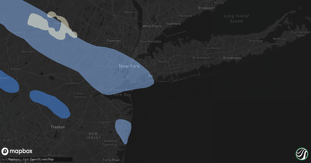 Hail map in Atlantic Beach, NY on July 3, 2026
