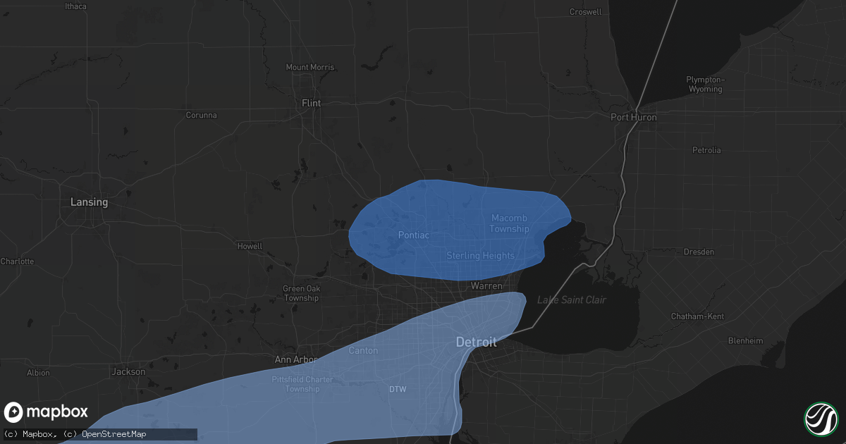 Hail map in Auburn Hills, MI on July 3, 2026