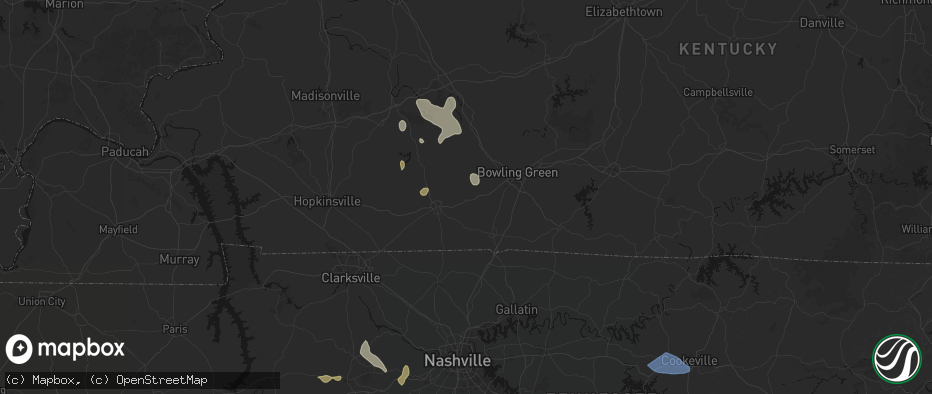 Hail map in Auburn, KY on July 3, 2026
