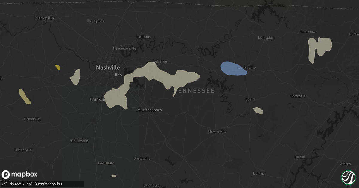 Hail map in Auburntown, TN on July 3, 2026