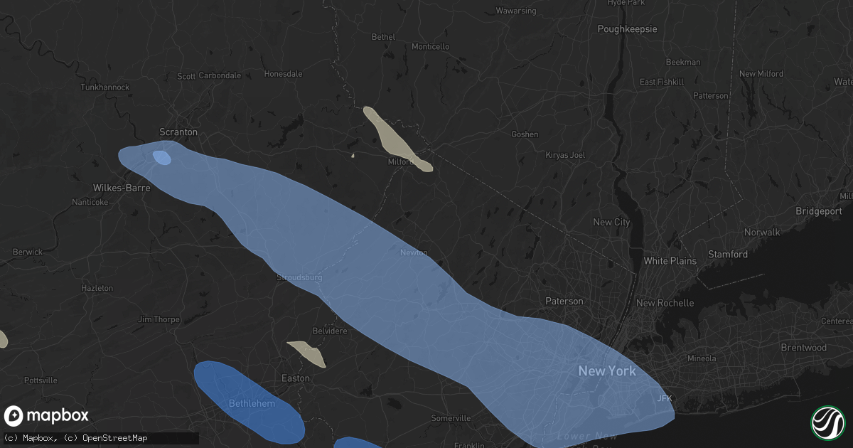 Hail map in Augusta, NJ on July 3, 2026