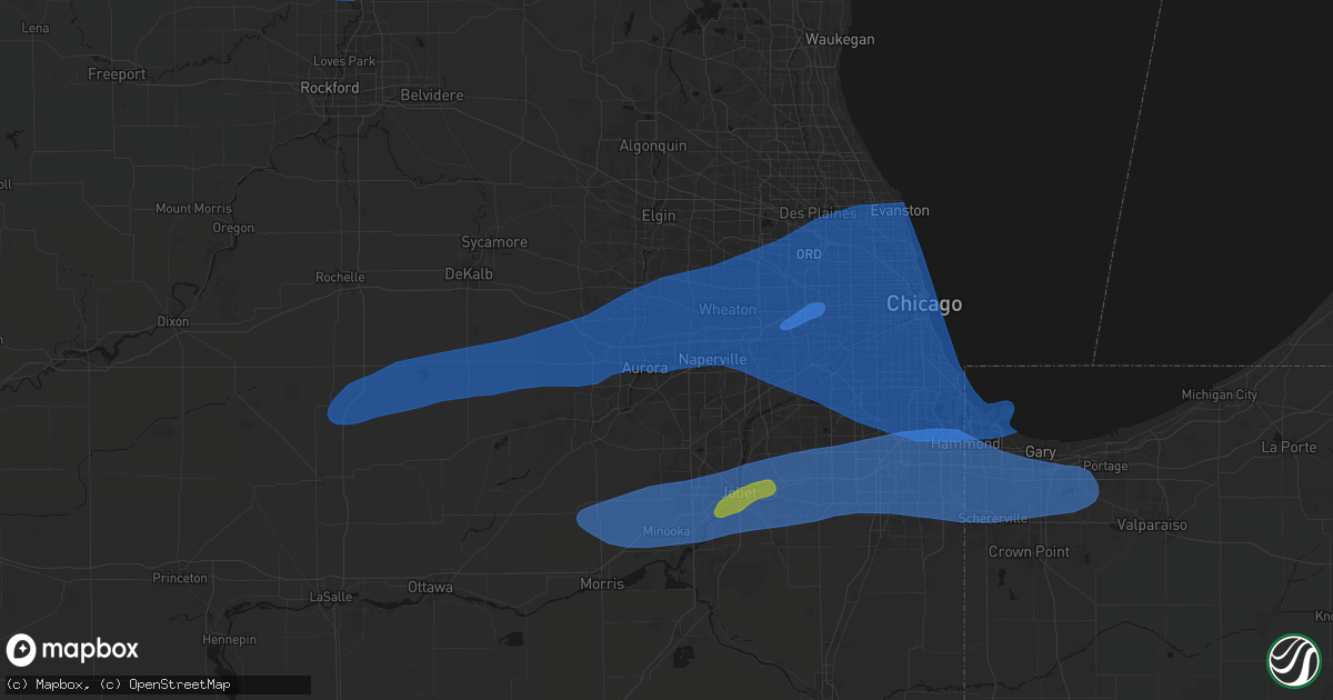 Hail map in Aurora, IL on July 3, 2026