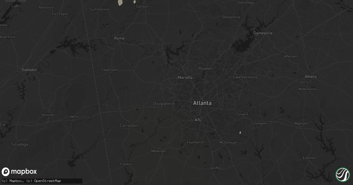 Hail map in Austell, GA on July 3, 2026