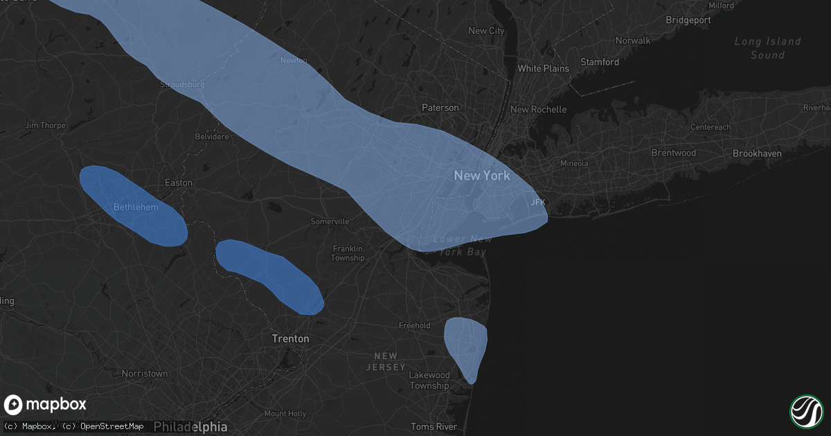 Hail map in Avenel, NJ on July 3, 2026