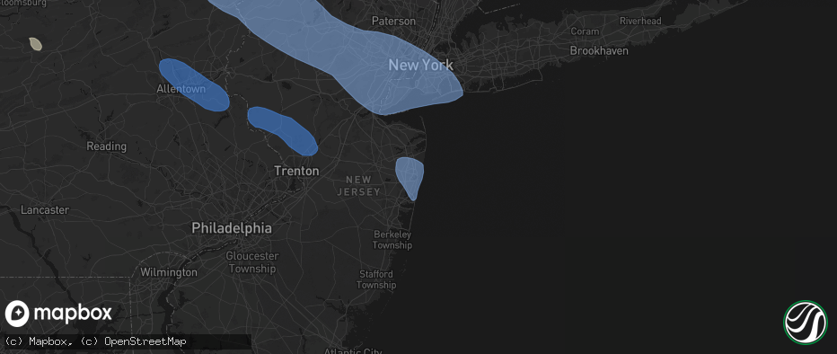 Hail map in Avon By The Sea, NJ on July 3, 2026