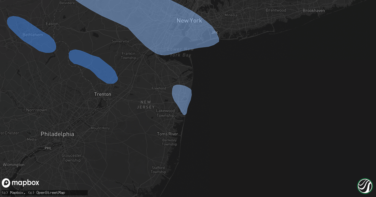 Hail map in Avon By The Sea, NJ on July 3, 2026