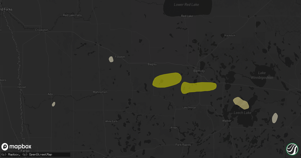 Hail map in Bagley, MN on July 3, 2026
