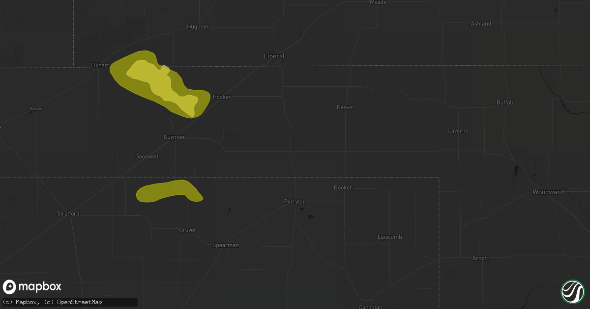 Hail map in Balko, OK on July 3, 2026