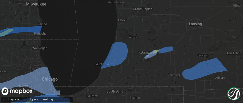 Hail map in Bangor, MI on July 3, 2026