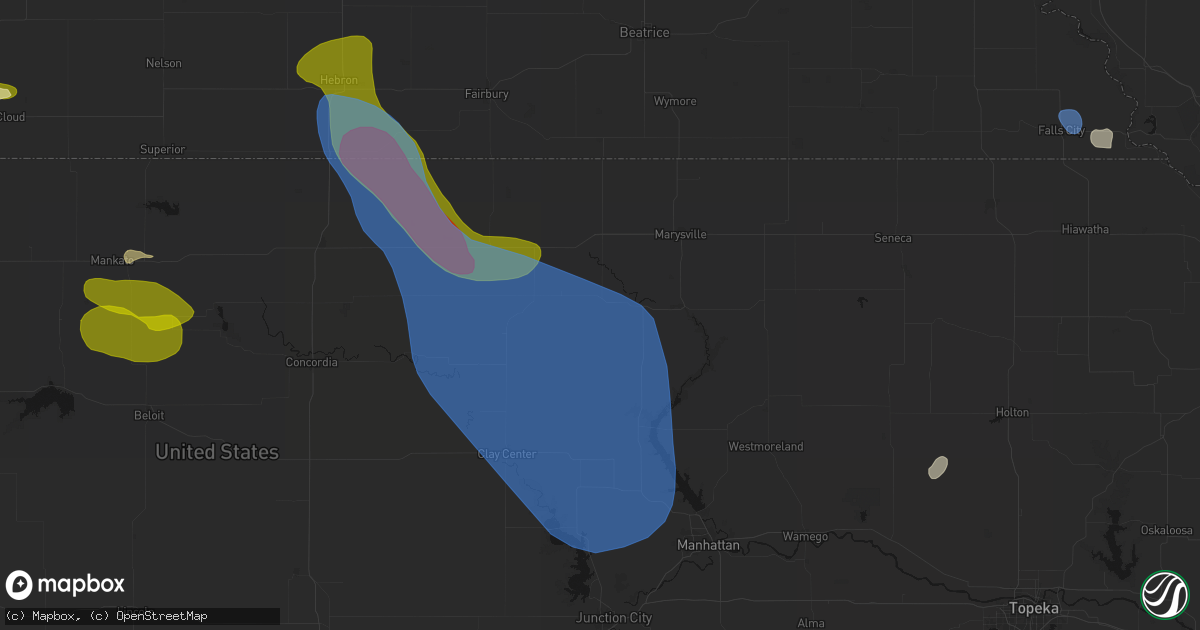 Hail map in Barnes, KS on July 3, 2026