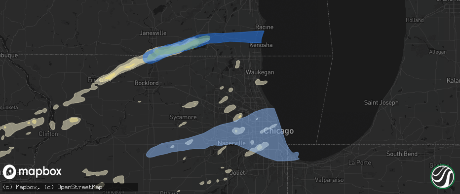 Hail map in Barrington, IL on July 3, 2026
