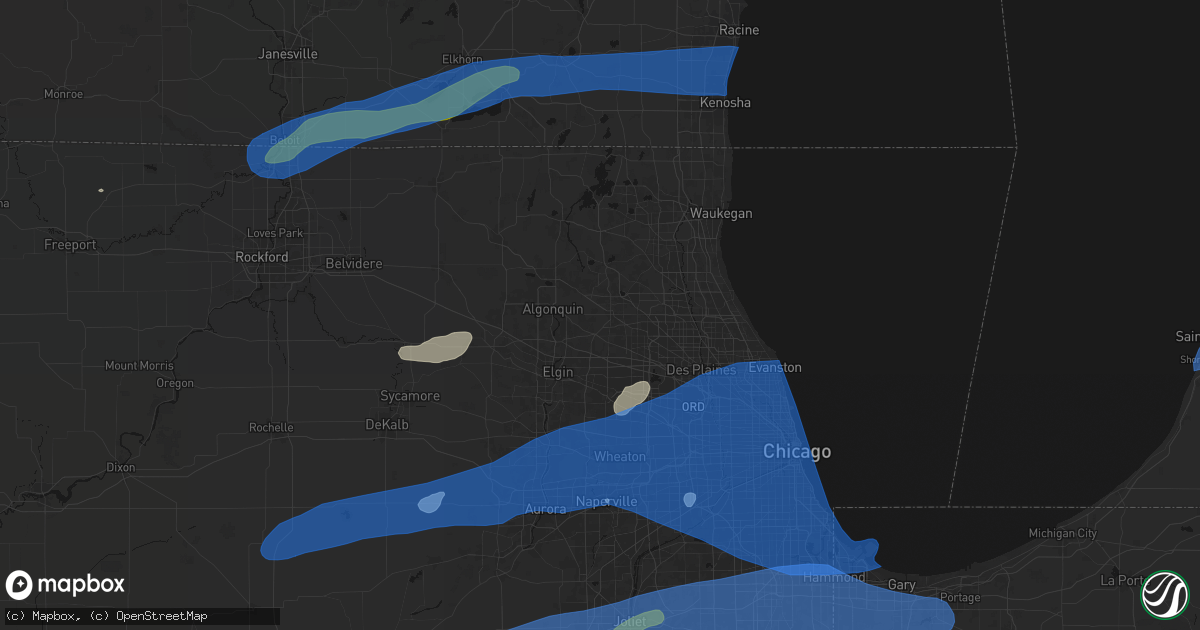 Hail map in Barrington, IL on July 3, 2026