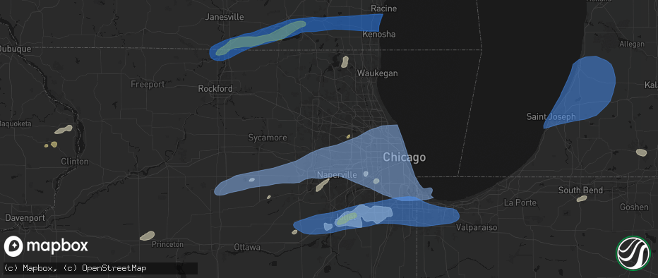 Hail map in Bartlett, IL on July 3, 2026