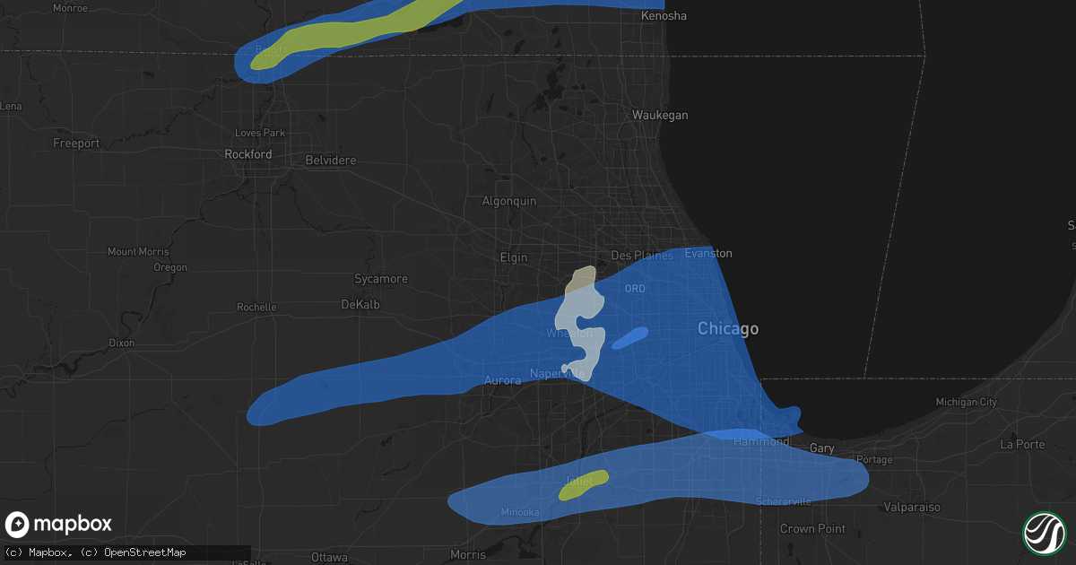Hail map in Bartlett, IL on July 3, 2026
